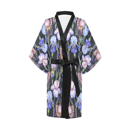 Iris Pattern Print Design IR04 Women's Short Kimono