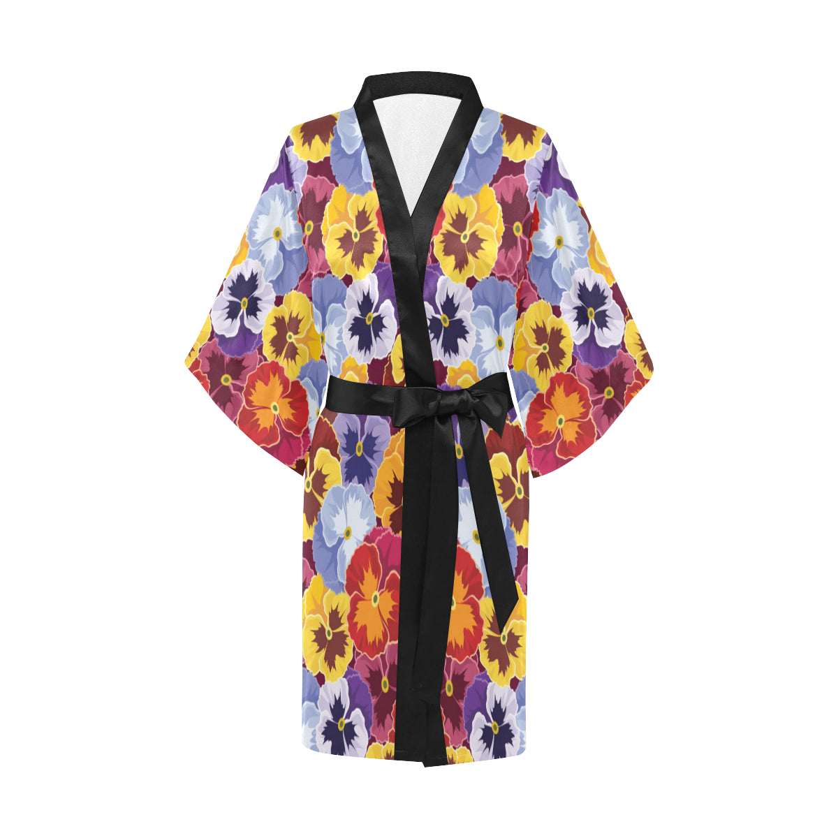 Pansy Pattern Print Design PS01 Women's Short Kimono