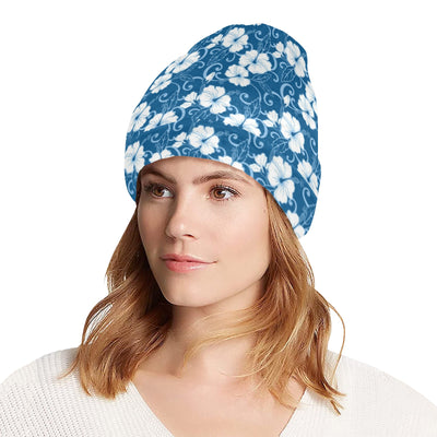 Hibiscus Blue Flower Hawaiian Print Unisex Beanie