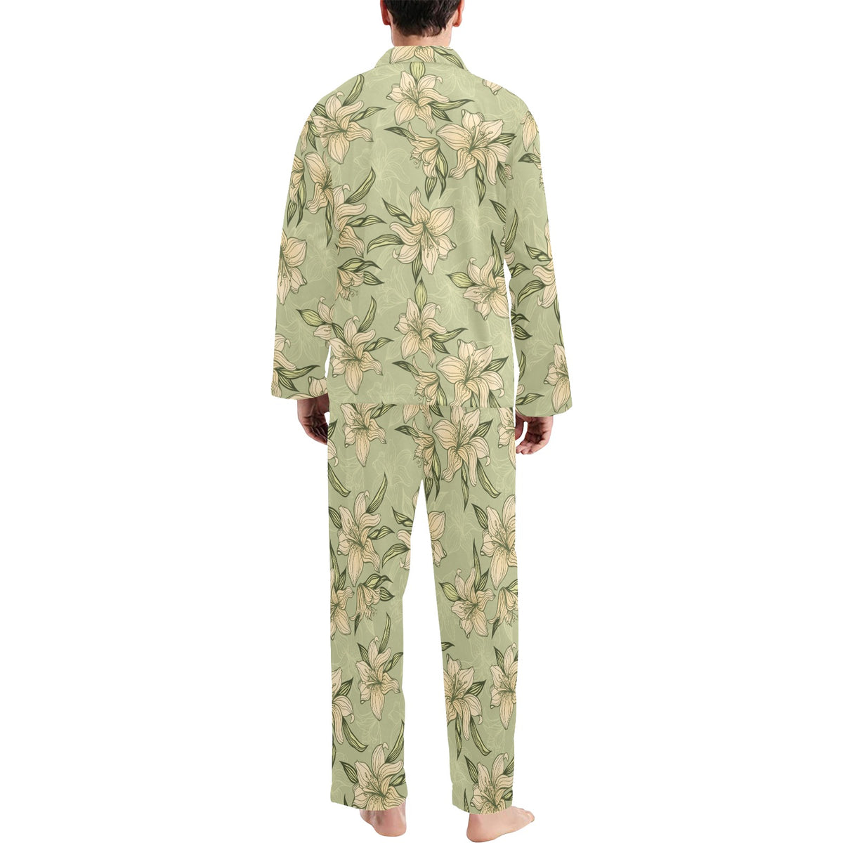 Lily Pattern Print Design LY06 Men's Long Sleeve Pajama Set