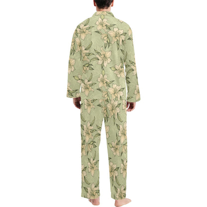 Lily Pattern Print Design LY06 Men's Long Sleeve Pajama Set