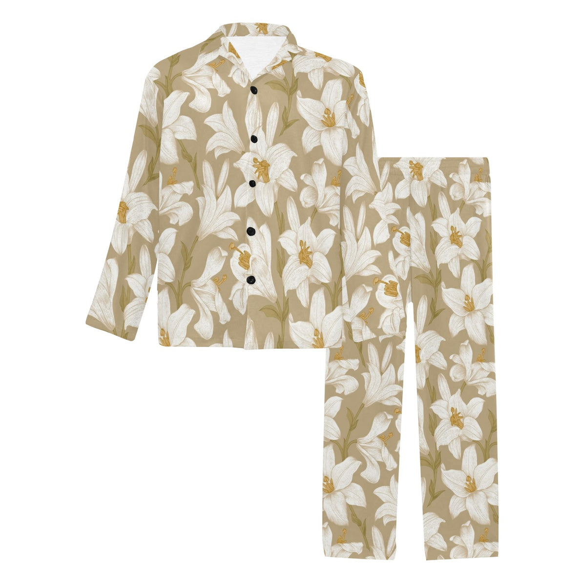 Lily Pattern Print Design LY07 Men's Long Sleeve Pajama Set