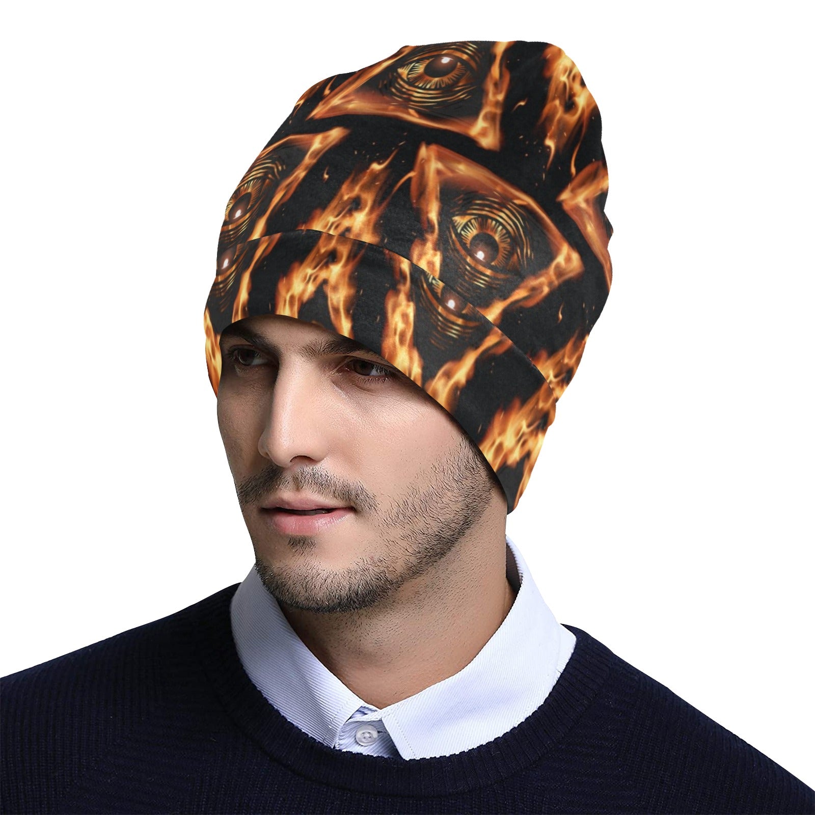 Eye of Horus in Flame Print Unisex Beanie