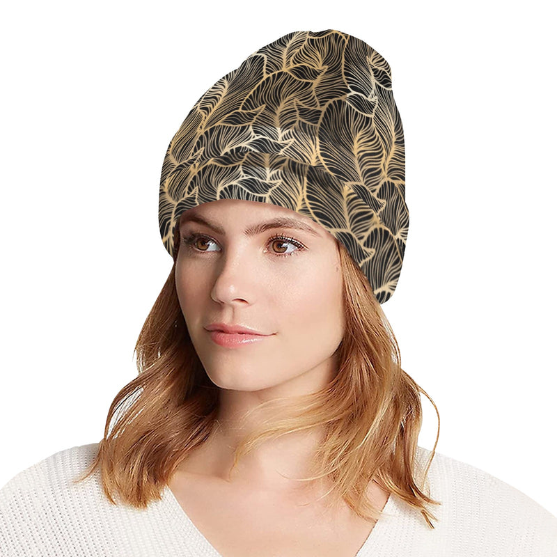 Elegant Gold leaf Print Unisex Beanie