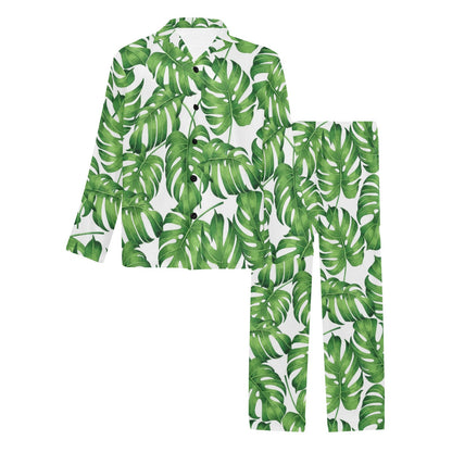 Palm Leaves Pattern Print Design PL08 Men's Long Sleeve Pajama Set
