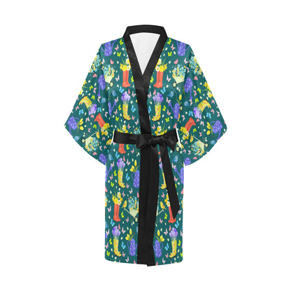 Gardening Pattern Print Design G08 Women's Short Kimono