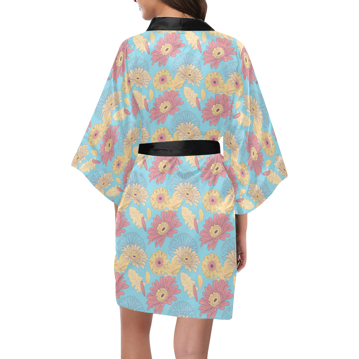 Gerberas Pattern Print Design GB04 Women's Short Kimono