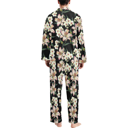 Lily Pattern Print Design LY03 Men's Long Sleeve Pajama Set