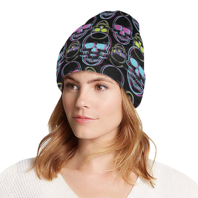 Skull 3D Colorful Print Design LKS309 Unisex Beanie