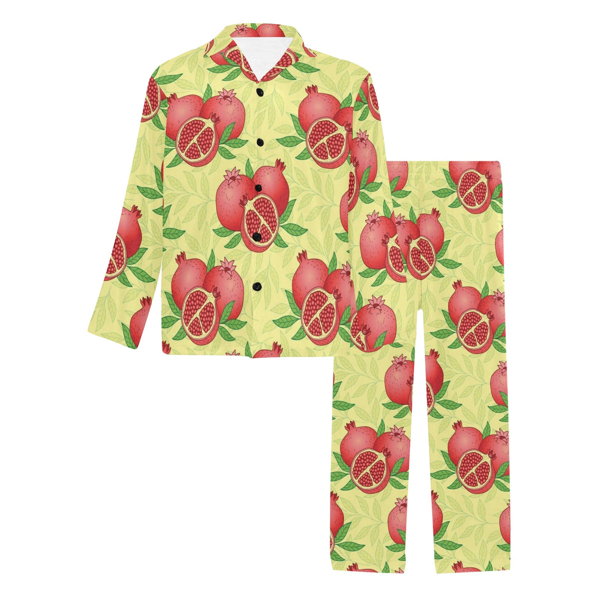 Pomegranate Pattern Print Design PG07 Men's Long Sleeve Pajama Set