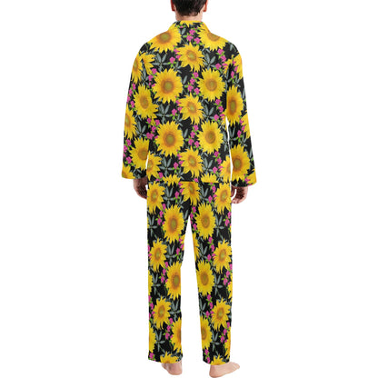 Sunflower Pattern Print Design SF014 Men's Long Sleeve Pajama Set