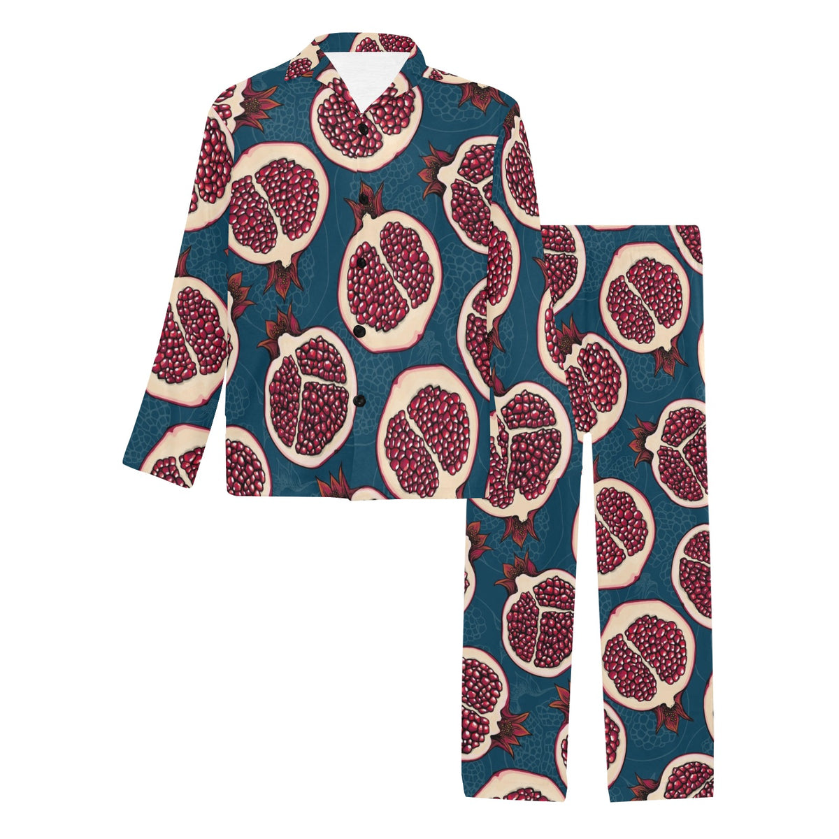Pomegranate Pattern Print Design PG02 Men's Long Sleeve Pajama Set