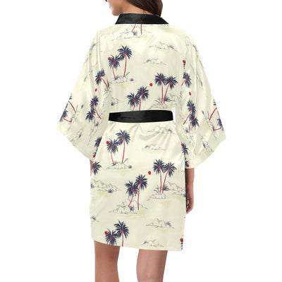 Palm Tree Pattern Print Design PT08 Women's Short Kimono