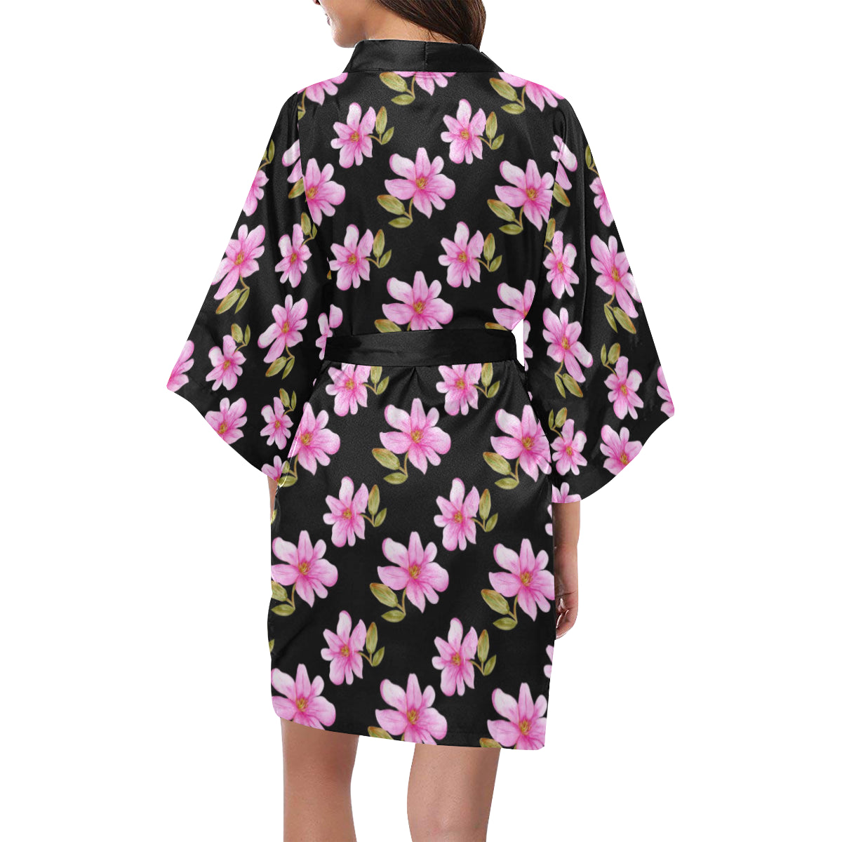 Magnolia Pattern Print Design MAG06 Women's Short Kimono