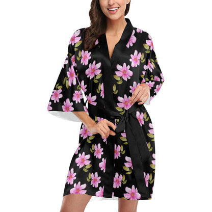 Magnolia Pattern Print Design MAG06 Women's Short Kimono