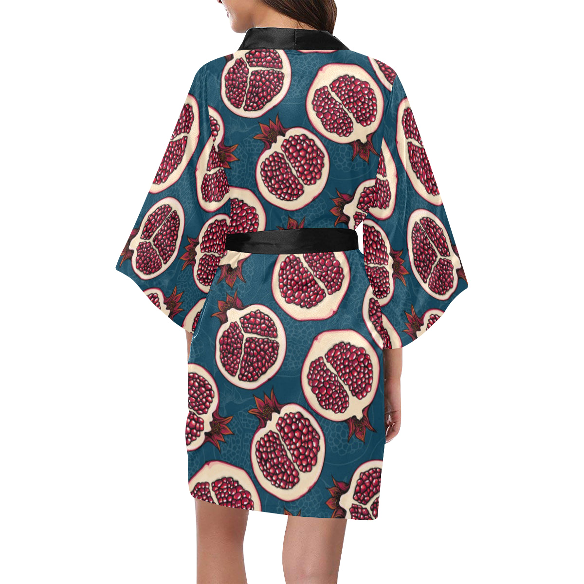 Pomegranate Pattern Print Design PG02 Women's Short Kimono