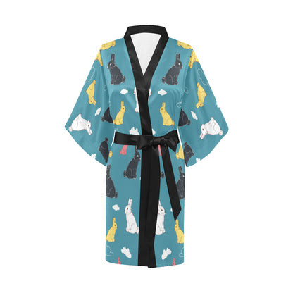 Rabbit Pattern Print Design RB014 Women's Short Kimono