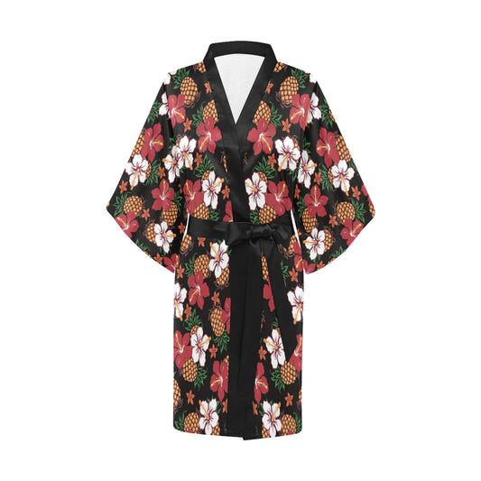 Hawaiian Themed Pattern Print Design H013 Women's Short Kimono