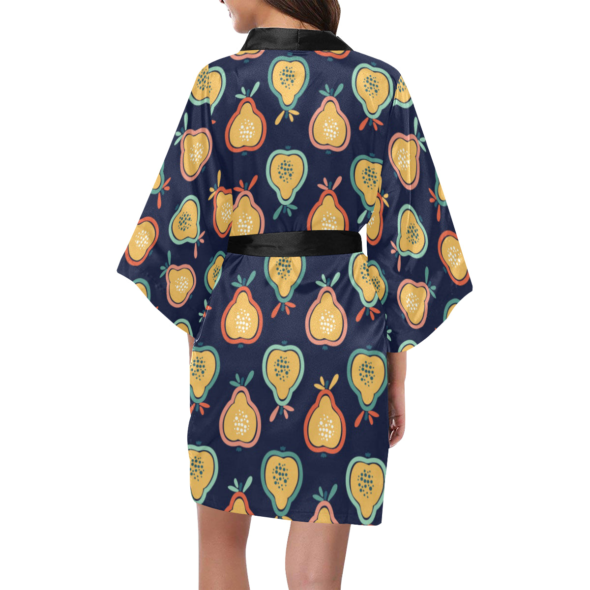 Pear Pattern Print Design PE03 Women's Short Kimono
