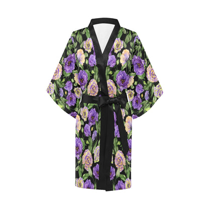 Lisianthus Pattern Print Design LT02 Women's Short Kimono