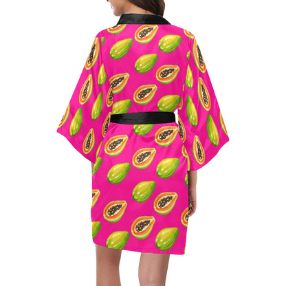 Papaya Pattern Print Design PP02 Women's Short Kimono