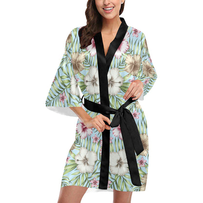 Tropical Flower Pattern Print Design TF05 Women's Short Kimono