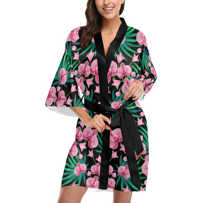 Orchid Pink Pattern Print Design OR06 Women's Short Kimono