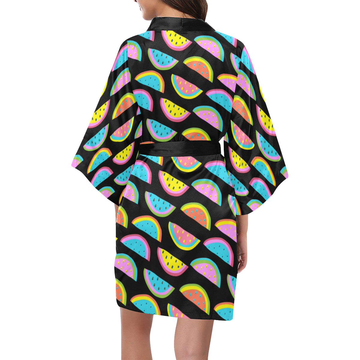 Watermelon Pattern Print Design WM08 Women's Short Kimono
