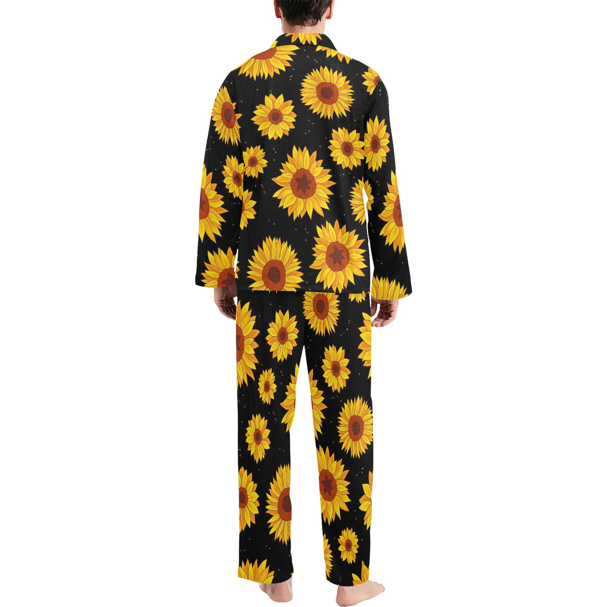 Sunflower Pattern Print Design SF09 Men's Long Sleeve Pajama Set
