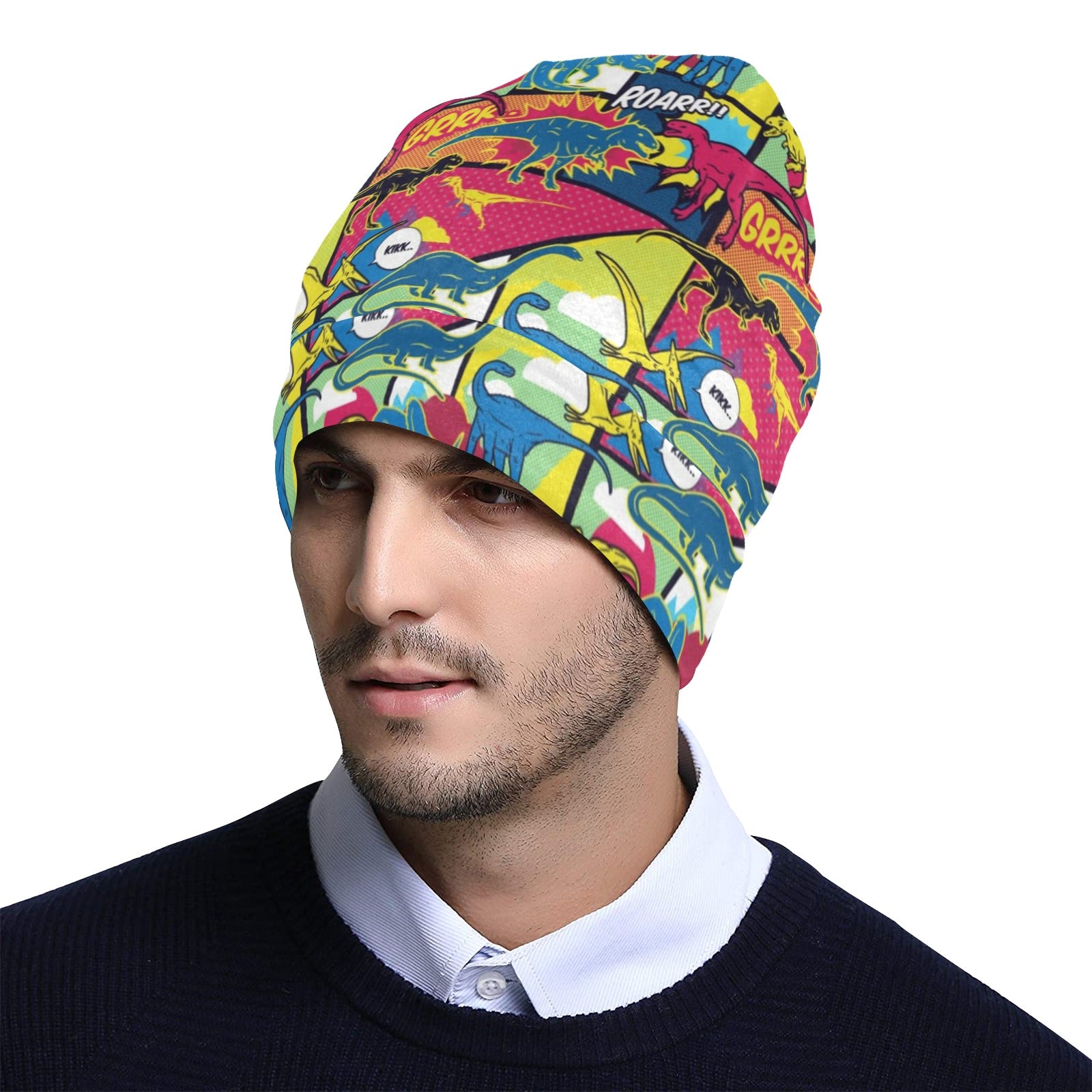 Dinosaur Comic Pop Art Style Unisex Beanie