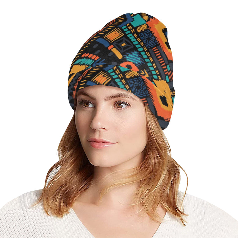 Kente Pattern Print Design 04 Unisex Beanie