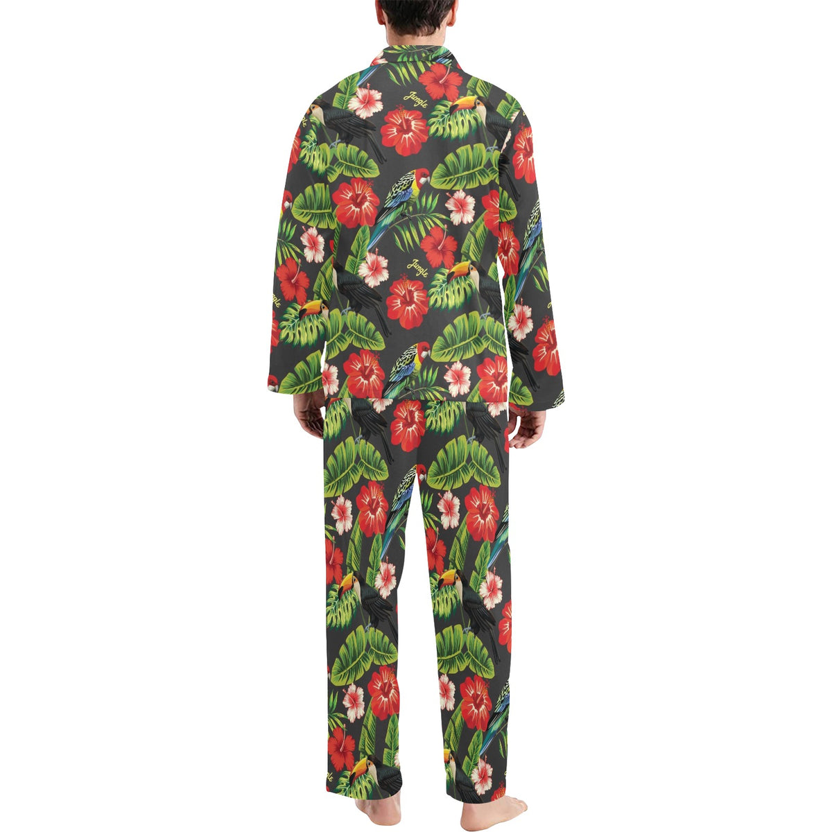 Tropical Flower Pattern Print Design TF04 Men's Long Sleeve Pajama Set