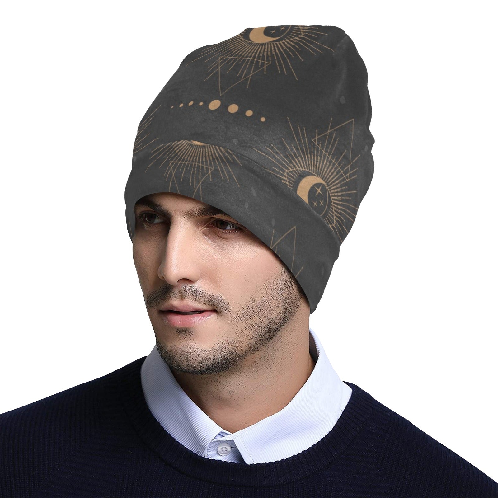 Moon Boho Pattern Print Design 02 Unisex Beanie