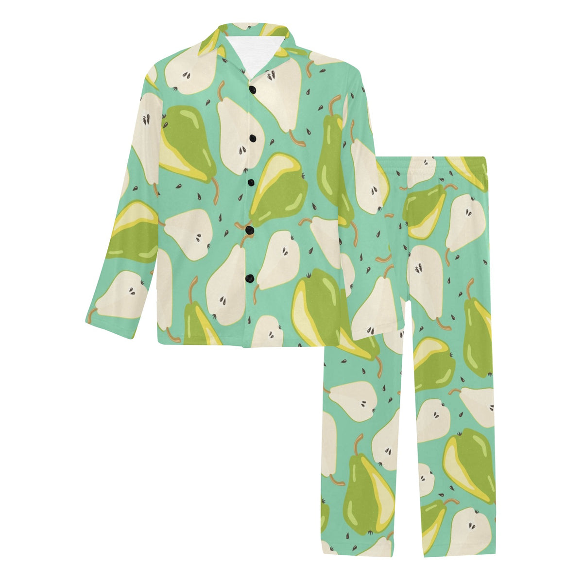 Pear Pattern Print Design PE04 Men's Long Sleeve Pajama Set