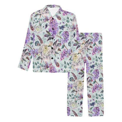 Lilac Pattern Print Design LI06 Men's Long Sleeve Pajama Set