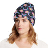 Lotus with Moon Pink Print Themed Unisex Beanie