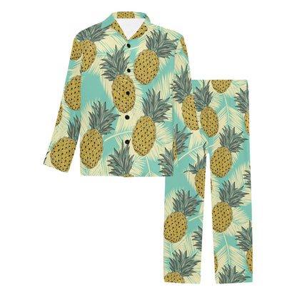 Pineapple Pattern Print Design PP03 Men's Long Sleeve Pajama Set