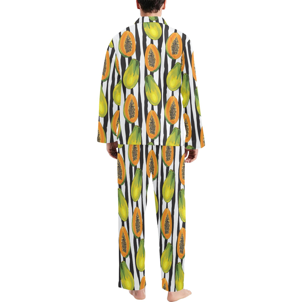 Papaya Pattern Print Design PP01 Men's Long Sleeve Pajama Set
