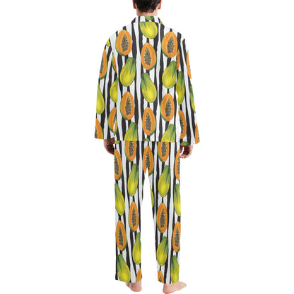 Papaya Pattern Print Design PP01 Men's Long Sleeve Pajama Set