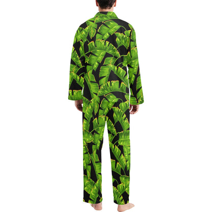 Banana Leaf Pattern Print Design BL06 Men's Long Sleeve Pajama Set