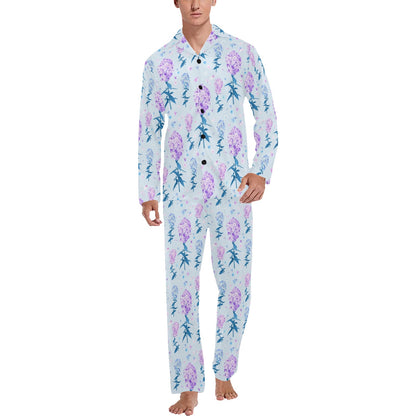 Lilac Pattern Print Design LI05 Men's Long Sleeve Pajama Set