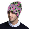 Hibiscus Pink Zigzag Line Pattern Design LKS307 Unisex Beanie