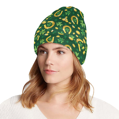 Shamrock Horse Shoes Saint Patrick's Day Print Design LKS307 Unisex Beanie