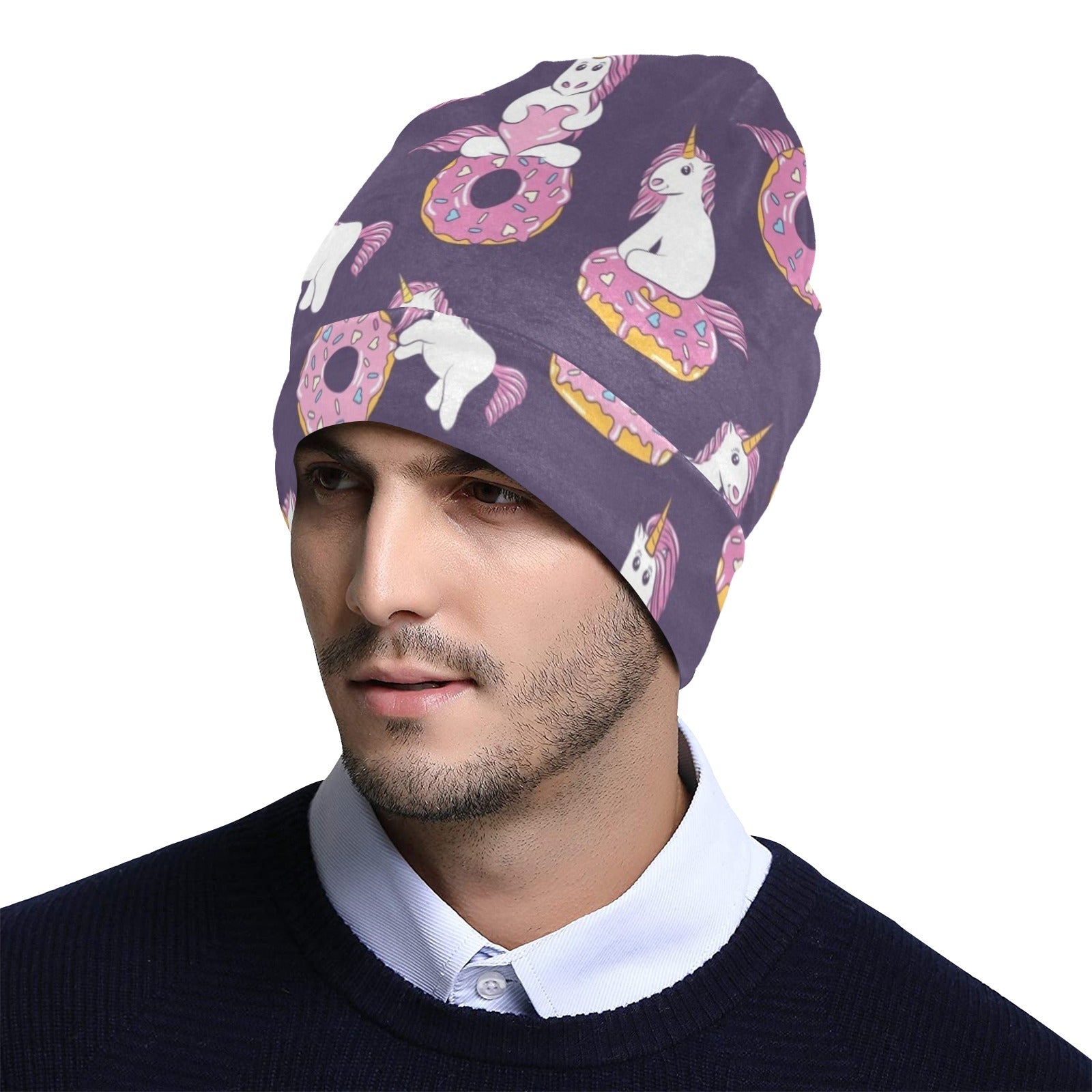 Donut Unicorn Pattern Print Design DN011 Unisex Beanie