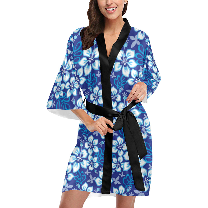 Hibiscus Pattern Print Design HB04 Women's Short Kimono