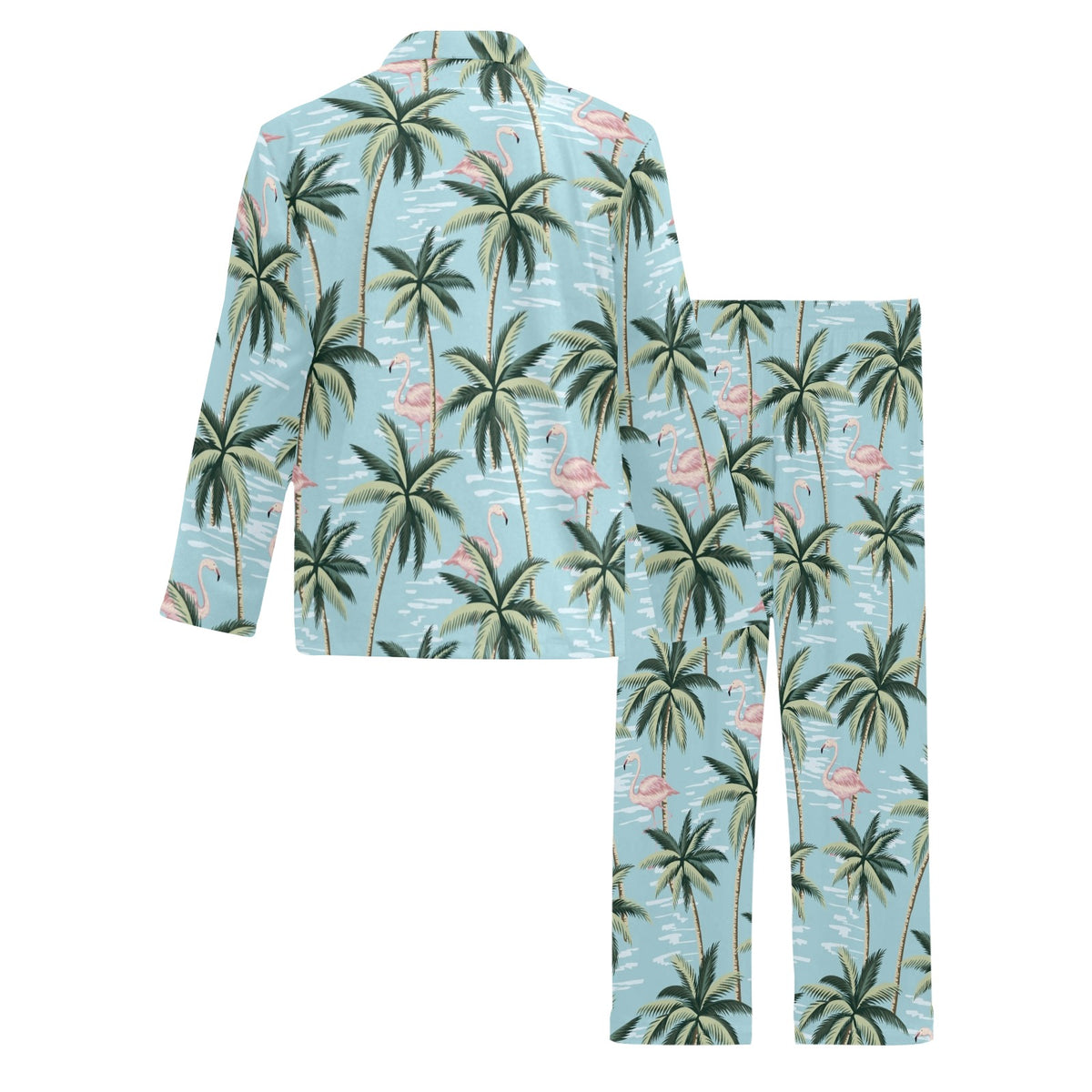 Palm Tree Pattern Print Design PT05 Men's Long Sleeve Pajama Set
