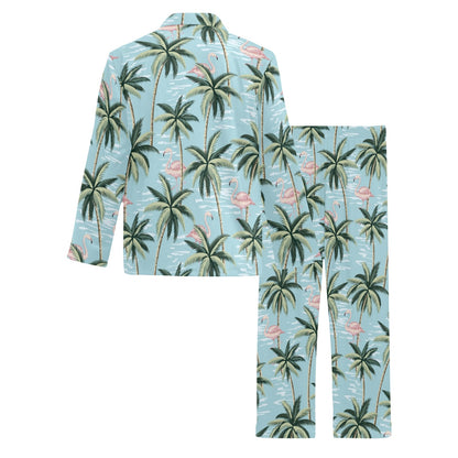 Palm Tree Pattern Print Design PT05 Men's Long Sleeve Pajama Set