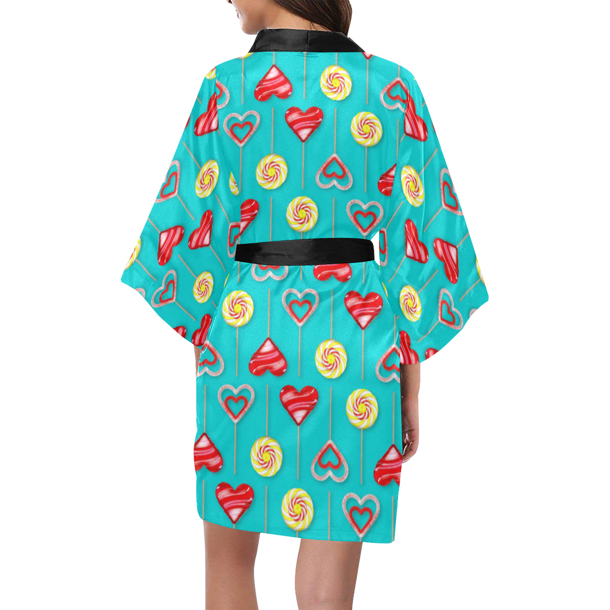 Lollipop Pattern Print Design LL06 Women's Short Kimono
