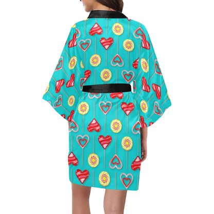 Lollipop Pattern Print Design LL06 Women's Short Kimono