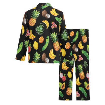 Tropical Fruits Pattern Print Design TF03 Men's Long Sleeve Pajama Set